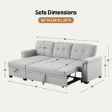 Lucca - Linen Reversible Sleeper Sectional Sofa With Storage Chaise