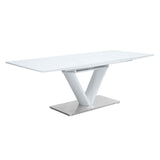 Gallegos - Dining Table With Leaf - White High Gloss