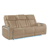 Electra - 3 Piece Power Reclining Sofa, Loveseat And Recliner Set With Power Headrests, Massage And LED Lighting