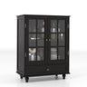 Minimalist Buffet Cabinet With Double Glass Doors And Drawer