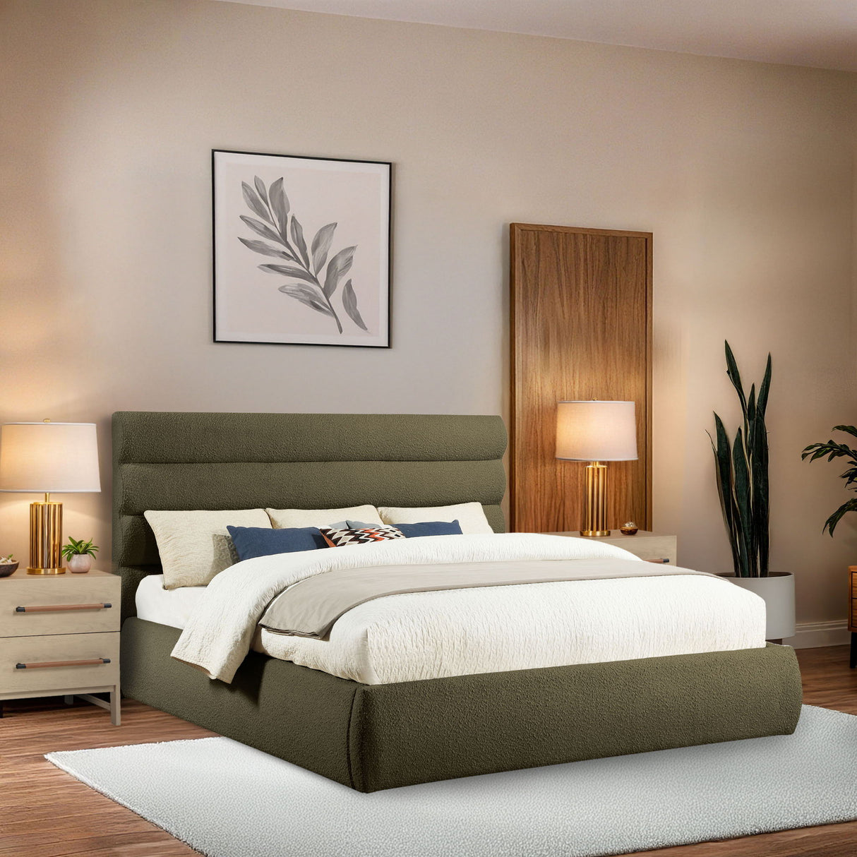 Adam - Boucle Fabric Bed With 52" Headboard