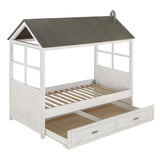 Tree House II - Twin Bed - Weathered White & Washed Gray