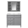 Bathroom Vanity With Mirror Cabinet, Single Sink With 2 Soft Closing Doors And 4 Drawers
