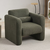 Modern Accent Chair Lambskin Sherpa Fabric Upholstered Comfy With Pillow