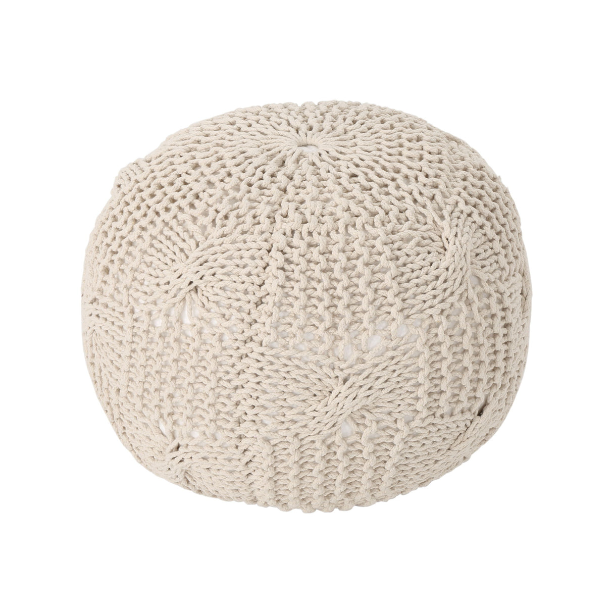 Bordeaux - Knitted Cotton Round Pouf