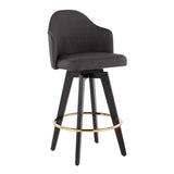 Ahoy - Counter Stool - Wood Legs And Round Metal Footrest Fabric Seat (Set of 2)