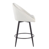 Matisse - 26" Highback Fixed-Height Counter Stool With Swivel And Round Black Metal Footrest (Set of 2) - Black Metal