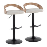 Grotto - Adjustable Barstool - Black Metal, Whitewashed Wood