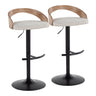 Grotto - Adjustable Barstool - Black Metal, Whitewashed Wood