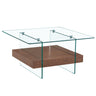 Modern 2 Tier Square Coffee Table, Elegant Marble Pattern