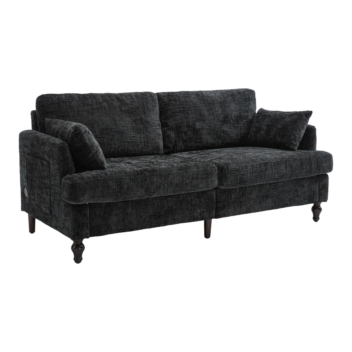 Chenille 2 Seater Sofa With LED Light, USB Charging Port, And Storage Bag