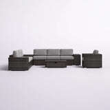 Modern Patio Rattan Sectional Set With Cushions