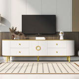 Modern TV Stand For TVs Up To 80", Entertainment Center With 4 Drawers And 1 Cabinet, Wood TV Console Table With And Handles For Living Room - White