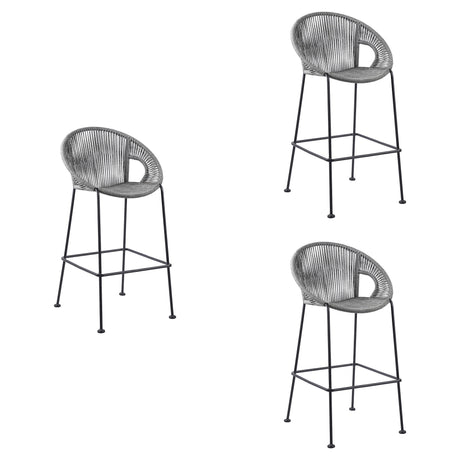 Acapulco - Indoor Outdoor Steel Bar Stool With Rope Set