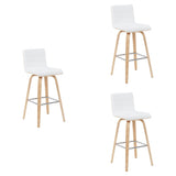 Vienna - Modern Swivel Bar Height Stool - Patterned Oak Wood Frame