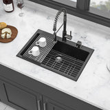 Quartz Kitchen Sink, Granite Composite, Drop In Sink With Durable Design