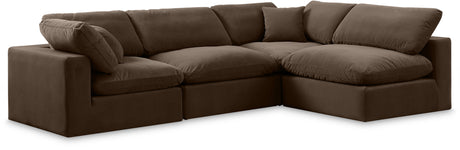 Comfy - 4 Piece Velvet Modular Armless Sectional