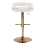 Grotto - Upholstered Adjustable Barstool - Gold Metal Base