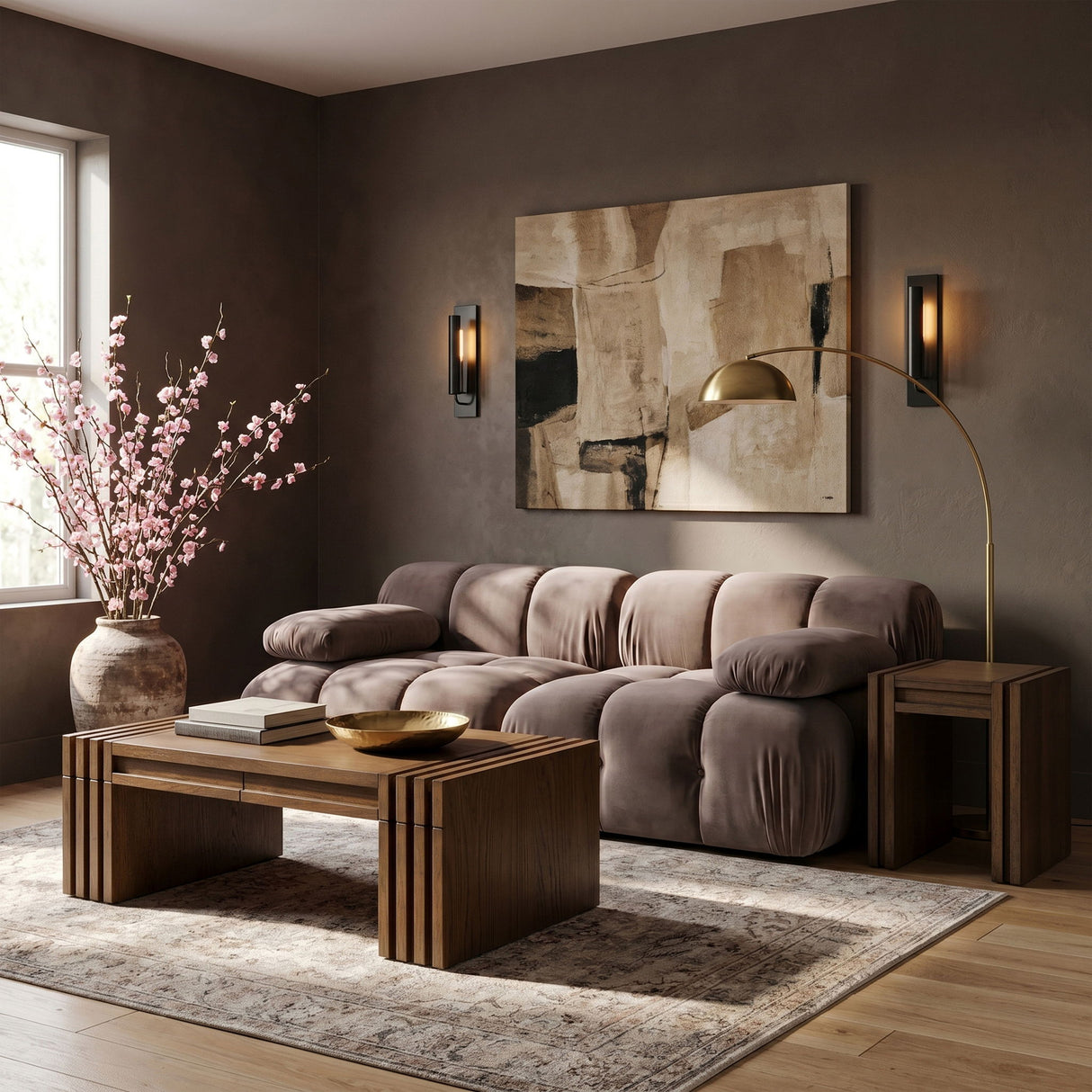 Orin - Velvet Performance Fabric Upholstered 2 Piece Modular Sofa