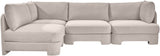 Hammond - Velvet Performance Fabric Upholstered 4 Piece Armless Sectional