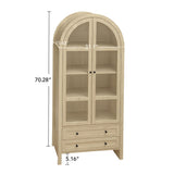 Tall Arched Kitchen Pantry, Modern Farmhouse Wood Kitchen Storage Cabinets, Arched Storage Display Cabinet With Adjustable Shelves, Versatile Cupboard For Kitchen, Dining Room, Living Room - Natural