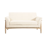 Modern Fabric Upholstered Loveseat With Elm Wood Legs And Flare Arms - Beige