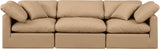 Indulge - Faux Leather 3 Piece Modular Sofa - Tan