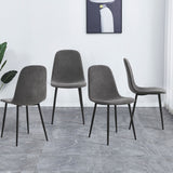 Modern Medieval Style Cushioned Side Chairs Set With Black Metal Legs For Kitchens