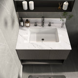 Bianco Carrara Venato Elegant Marble Vanity Top, Bathroom Vanity With Undermount Sink, Sintered Stone