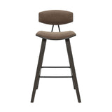 Fox - Bar Height Curved Back Wood Bar Stool With Faux Leather Seat