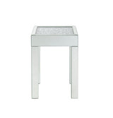 Noralie - 16" Square End Table With Glass Top - Mirrored & Faux Diamonds