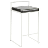 Fuji - Contemporary Stackable Counter Stool (Set of 2) - White Frame
