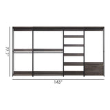 Monica - Wood Walk In Closet System Melamine 143" Modular Storage - Rustic