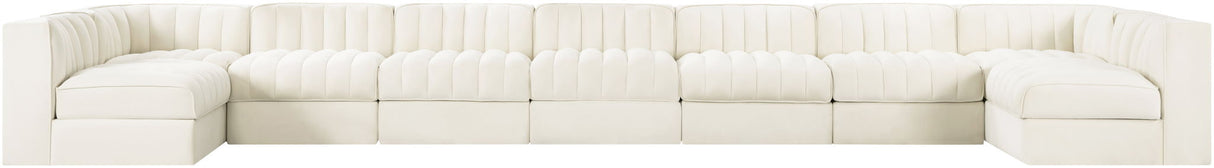 Rummi - Armless Velvet Performance Fabric Upholstered 9 Piece Modular Sectional