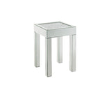 Noralie - 16" Square End Table With Glass Top - Mirrored & Faux Diamonds