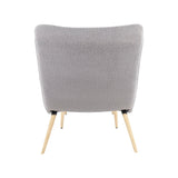 Cloud - Contemporary Chair With Ottoman - Natural Wood And Gray Sherpa Fabric