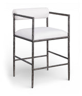 Axis - Linen Textured Cream Fabric Upholstered Counter Stool (Set of 2)