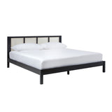 King Bed With Rattan Panel Headboard - Black