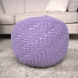 Bordeaux - Knitted Cotton Round Pouf Ottoman