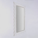 Handcarved Wave Design Rectangle Mirror Accent Enhancing Space - Antique White