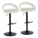 Grotto - Upholstered Adjustable Barstool - Black Metal Base