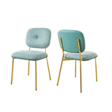 Modern Dining Chairs (Set of 2) Upholstered Accent Chairs With Metal Legs Space Saving Contemporary Seating - Green