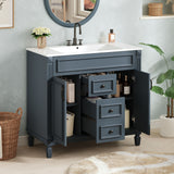Bathroom Vanity With Top Sink, Cabinet With 2 Soft Closing Doors And Drawers