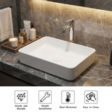Rectangular Vessel Sink, Countertop Vanity Basin - White