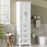 Bathroom Vanity With 2 Damping Hinge Doors, 3 Drawers, Adjustable Shelves - White