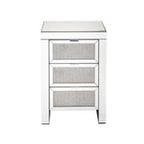 Noralie - Accent Table, 3 Storage Drawers - Mirrored & Faux Diamonds