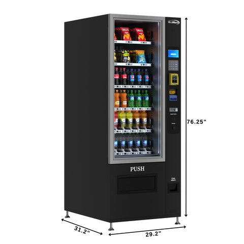 Refrigerated Snack and Drink Vending Machine with 36 Slots Featuring a Credit Card Reader and Coin/Bill Acceptor in Black (KM-VMR-30-BCR)