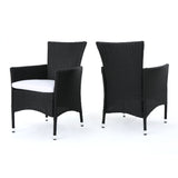 Dimensional Outdoor Dining Chair With Cushion Seat And Iron Frame (Set of 2)