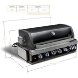 Mont Alpi Artwood Series 6.5 Ft Propane Outdoor Kitchen Island w/ 6-Burner Grill - MA805-AWBSS