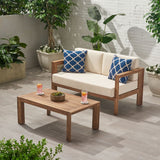 2 Piece Patio Set With Open-Back Loveseat And Coffee Table - Beige / Brown